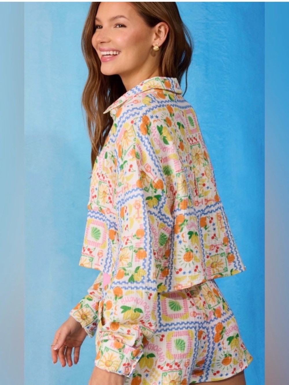 NWT ALTAR'D STATE AMALFI BREEZE BUTTON DOWN TOP LARGE